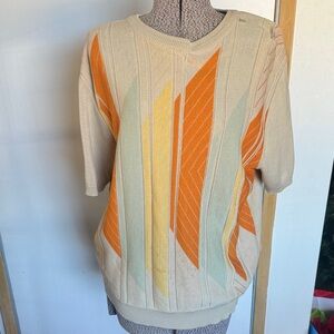 Men's Beige and Orange Patterned Shirt